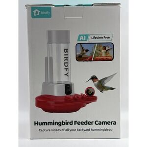 Birdfy Hummingbird 10×7×4 in Feeder Camera Wildlife AI technology Red Smart Auto